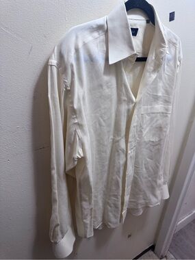 Canali Men's Cream Lightweight Button-Up Shirt Jacket size 15.5/39